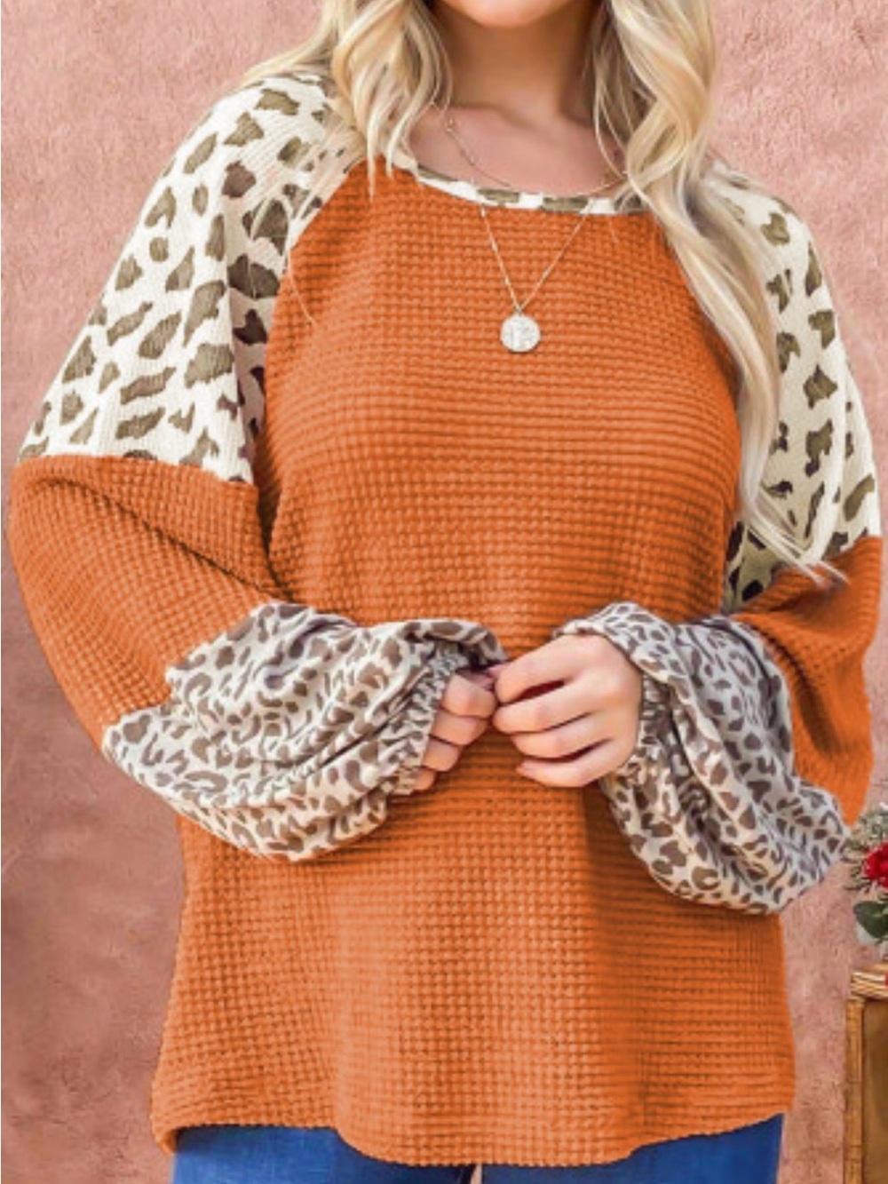 Wild‎ Feathers - Orange Leopard Women’s Top Size 2x